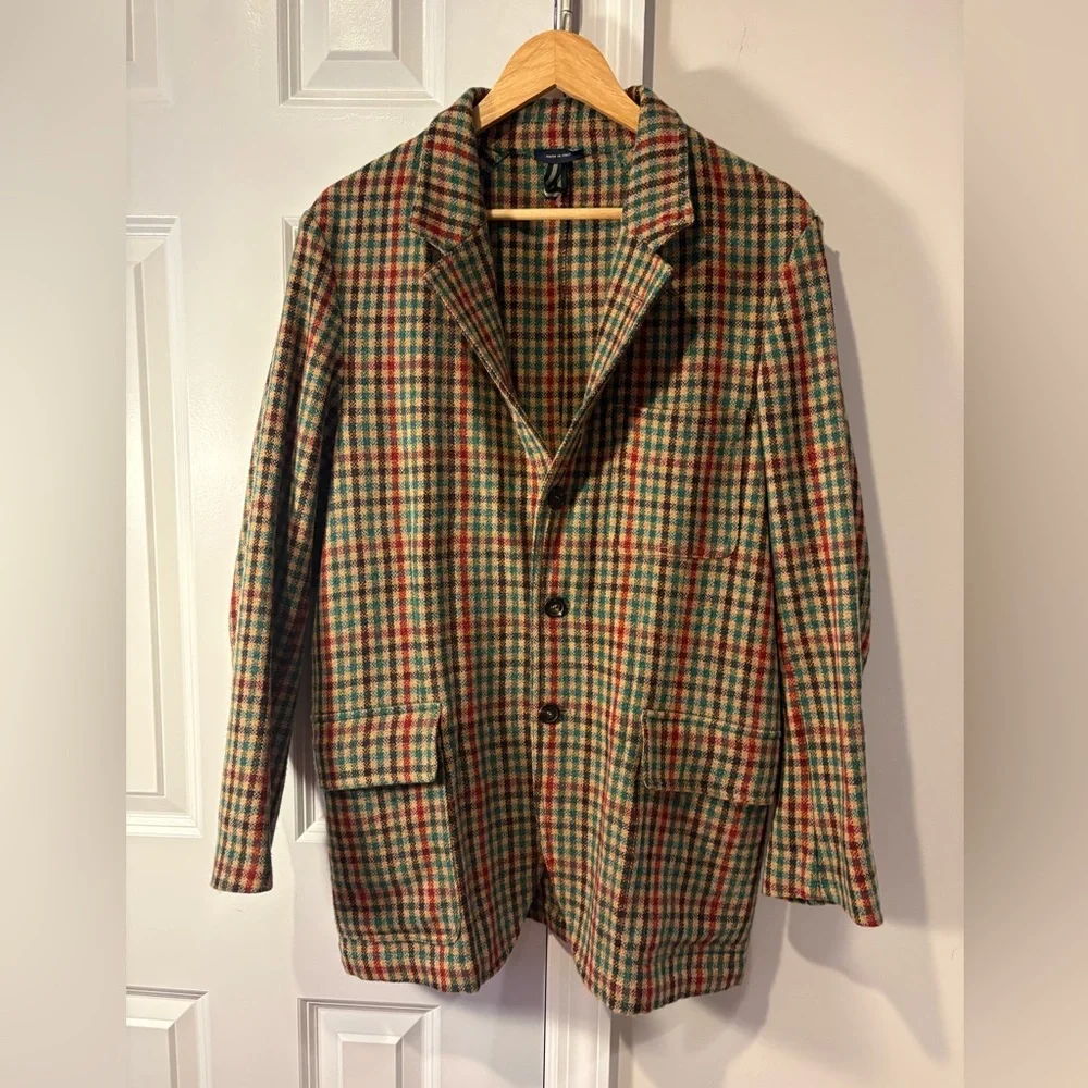 Drakes Plaid Tweed Wool Jacket